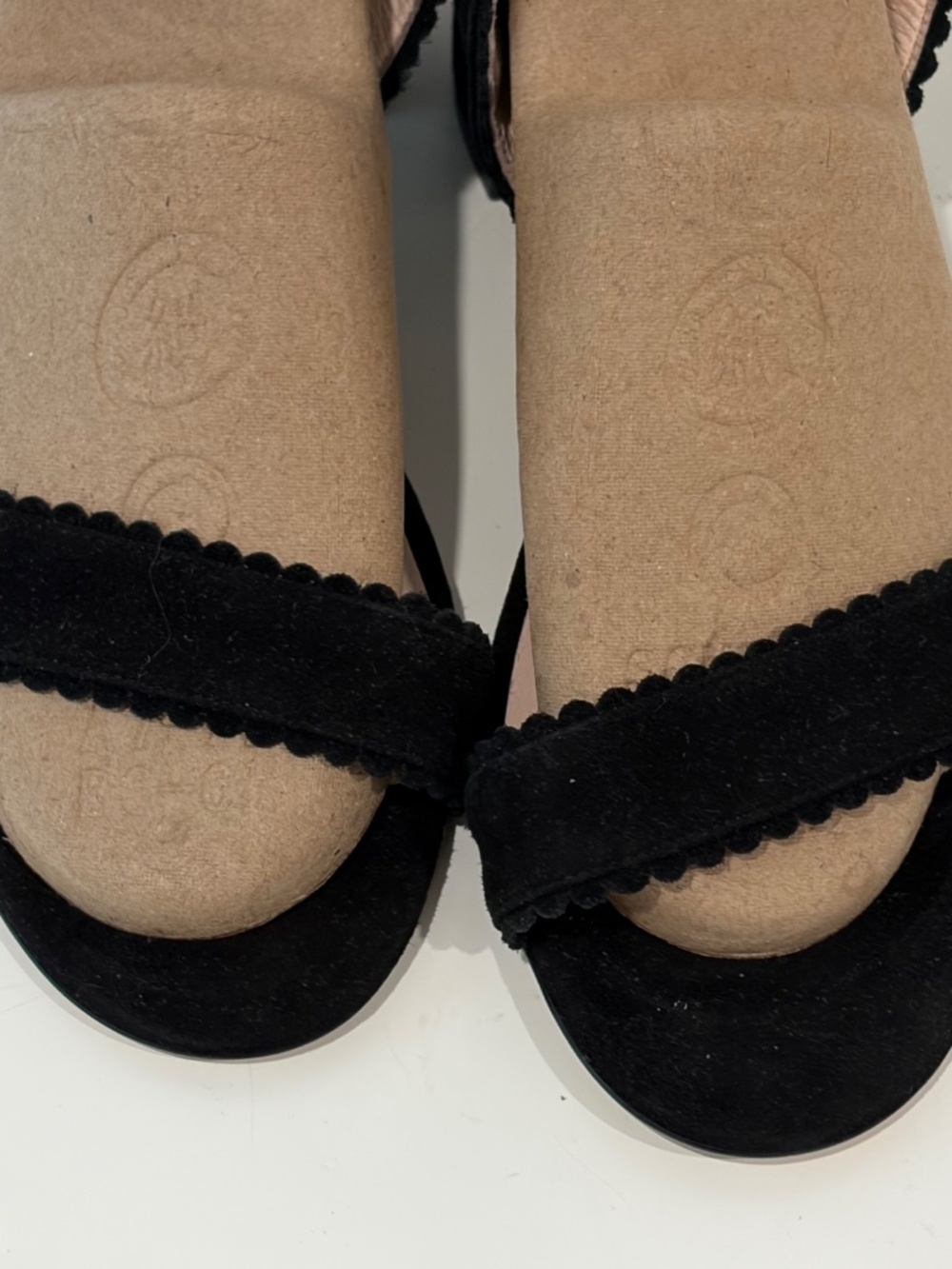 Carmen Salas Black Suede Ankle Wrap Sandal Scallop Detailing SPAIN EU 39 US 9 - Picture 4 of 10